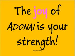 The joy of ADONAI is your strength - Nehemiah 8:10 - Digital WordArt