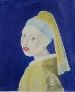 Colored pencil rendition of Vermeer's 'Girl with the Pearl Earring'
